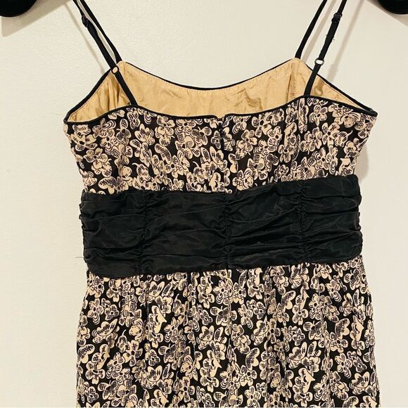 Corey Lynn Calter Black/Gold Floral Spaghetti Strap Silk Dress Size 6 - Picture 4 of 6